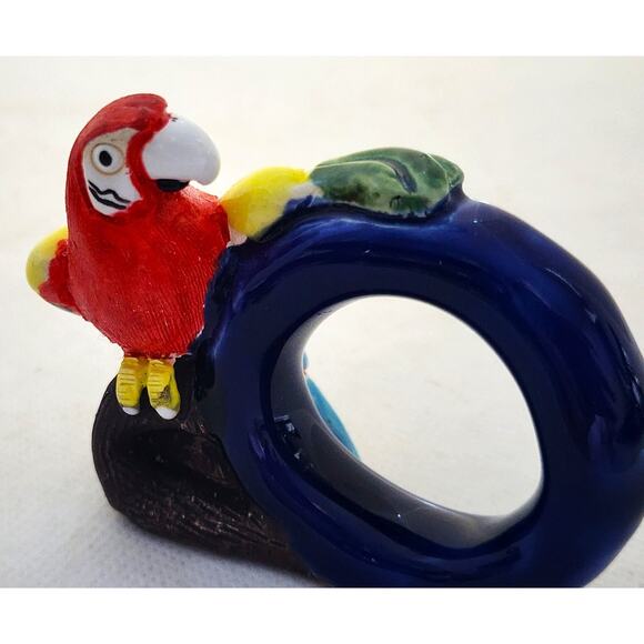 NAPKIN RINGS-LEPS Peru Terracotta-Snail, Pig, Parrot, Raccoon-Set of 4 - Picture 6 of 12